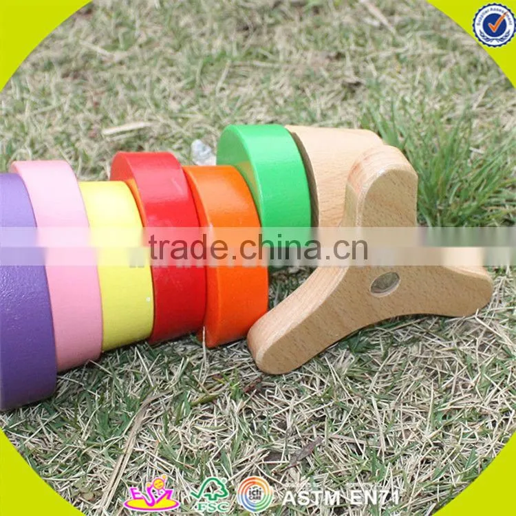 Wholesale funny kids wooden rainbow stacking blocks toy wonderful toddler wooden rainbow stacking blocks toy W13D110