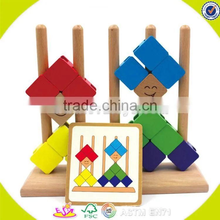 Wholesale interesting wooden building blocks toy special kids wooden building blocks toy colorful building blocks toy W13D097