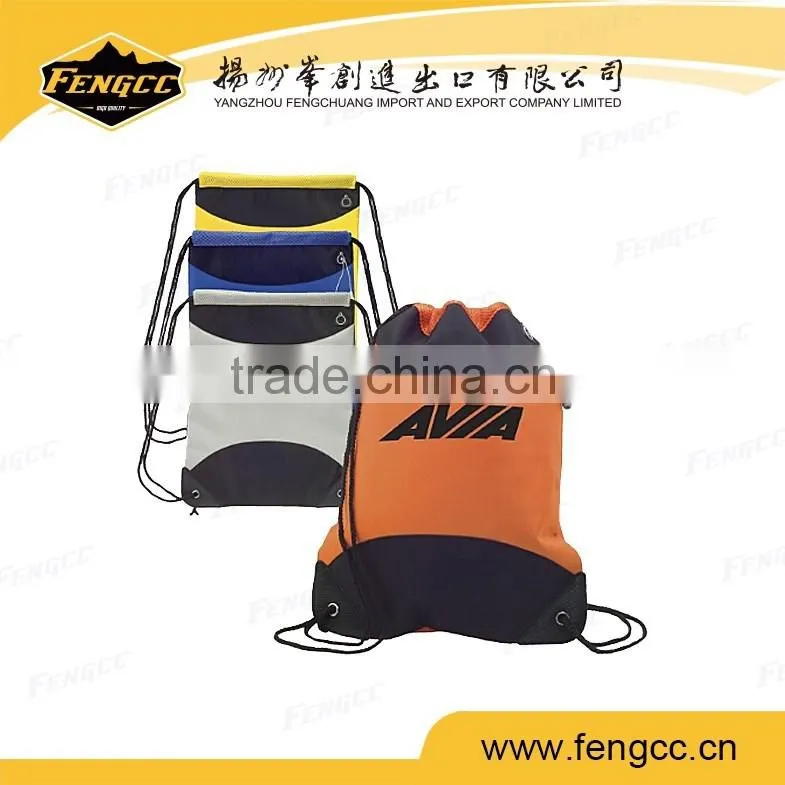 Custom printed Polyester Travel Drawstring Sports Bag For Travelling