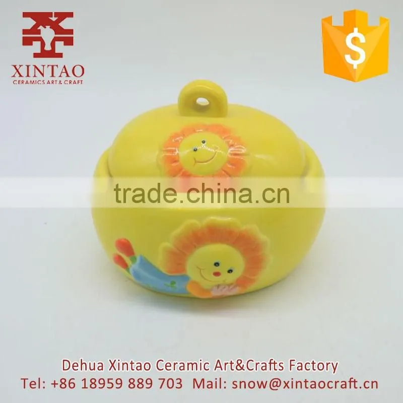 2017 newest design Kids sunflower ceramic dinner dish