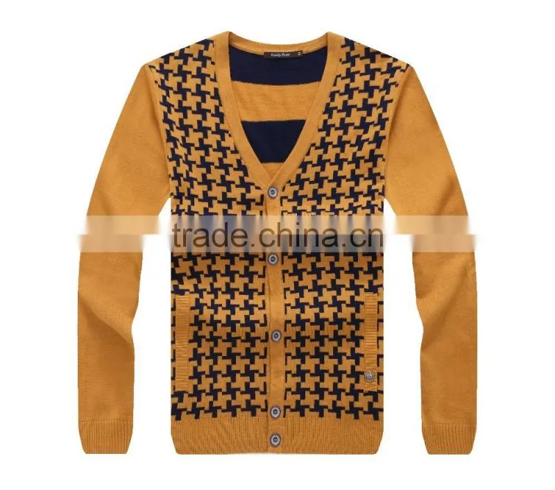 Men's classic autumn winter fine wool high quality cardigan