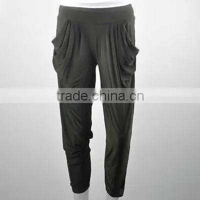women basic slim stretch long casual loose harem capri pants hip-hop leggings