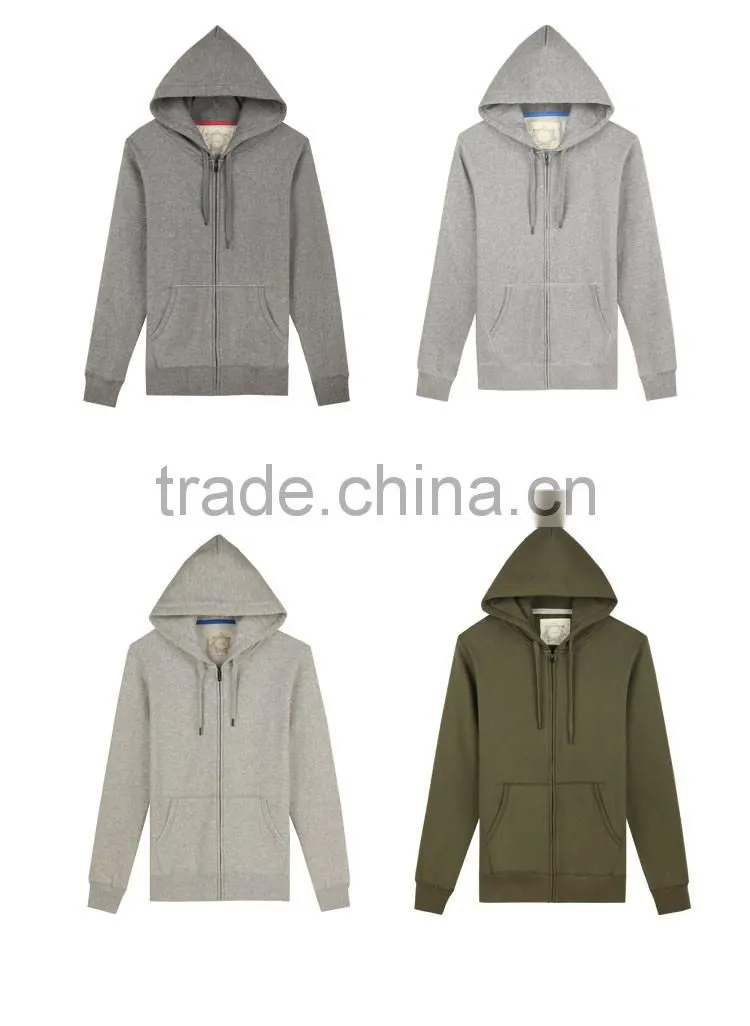 No Pockets Plain Slim Fit Wholesale Zip Hoodies