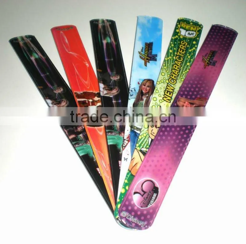 Promotional PVC vinyl reflective plastic slap wrap/slap bracelet/magic armband/wristband