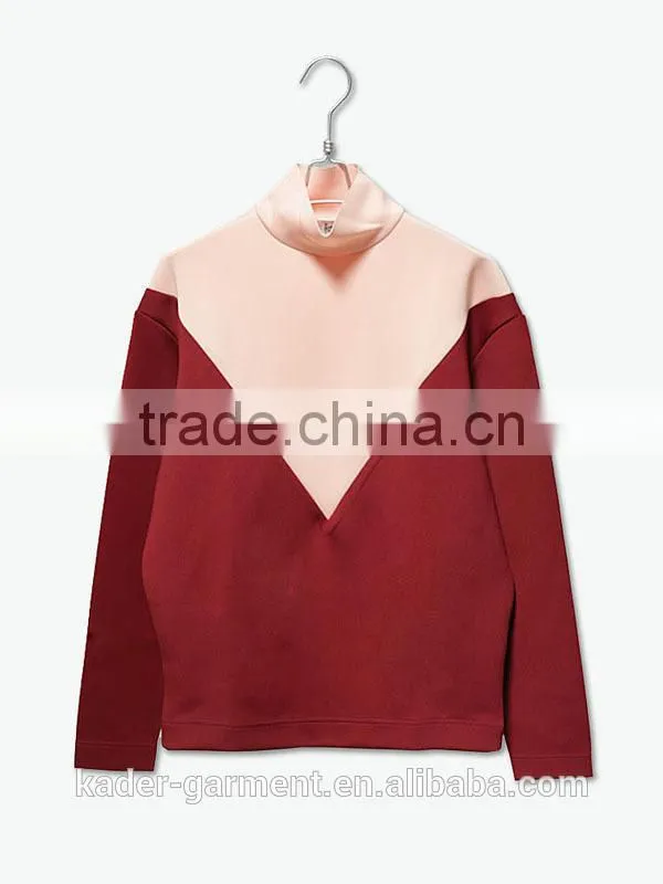 Custom Sweatshirt, Turtleneck Sweatshirts, Color Contrast Sweatshirt Women