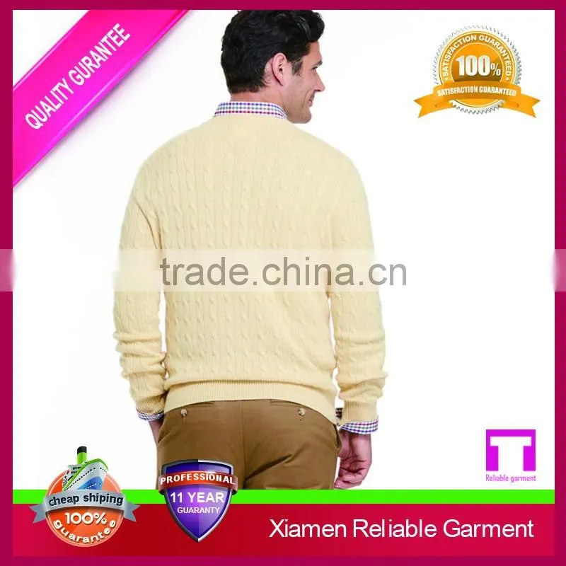 Classic cable wool sweater design for man