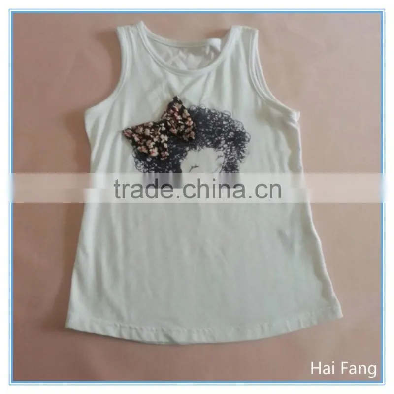 OEM Children Girls Printed Vest, Summer Hot Vests Tops, Knitted Fabric Underwear Set