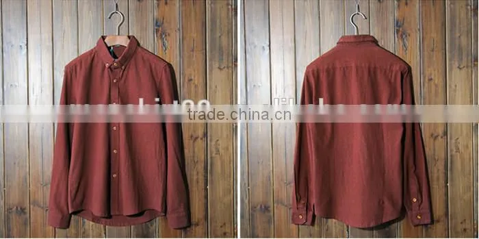 2016 Vintage Style solid color men classic fit linen top, linen shirt, casual shirt