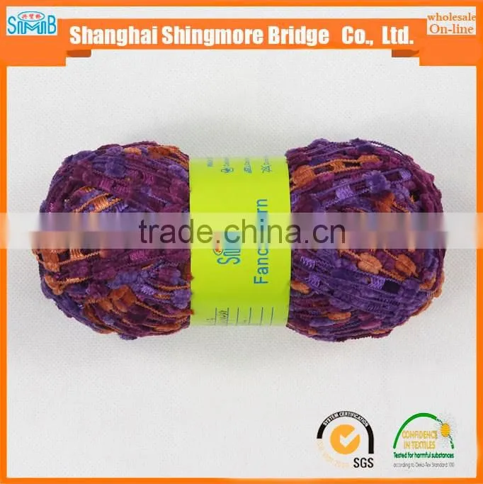 alibaba China knitting yarn supplier hot wholesale oeko-tex standard quality 100 polyester spun ladder yarn for knitting scarf