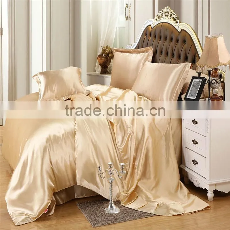 Ivory Color Silk Bedding Sets Twin Full Queen King Size Soft Bedcover Solid Color Duvet Cover Set