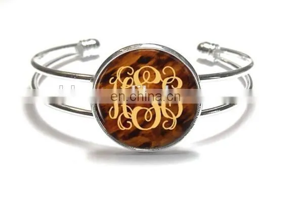 Tortoise Shell Monogram Bangle Bracelet