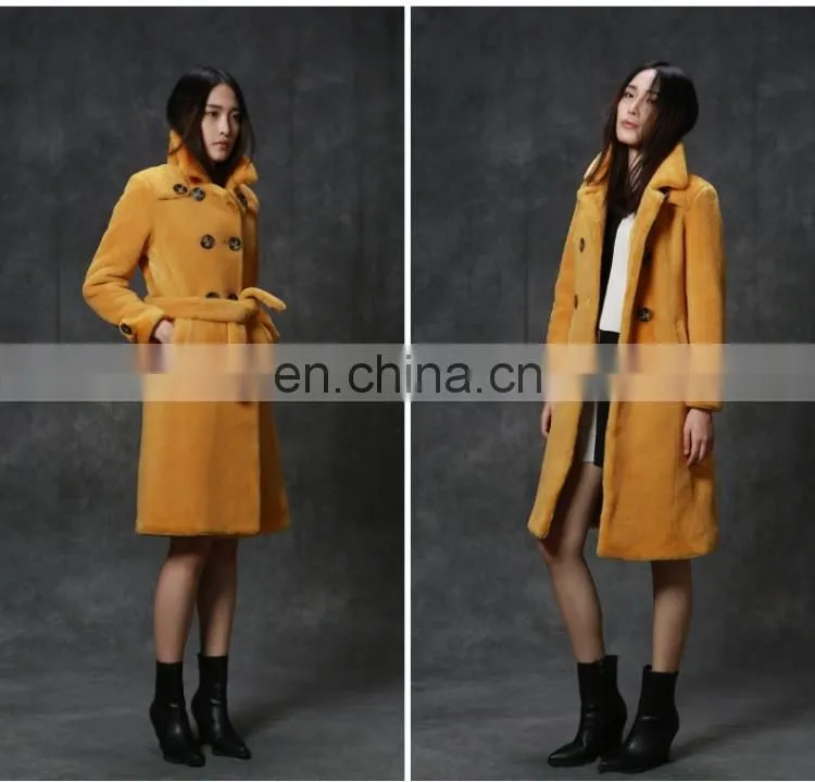 New style double breasted merino sheep shearling fur coat