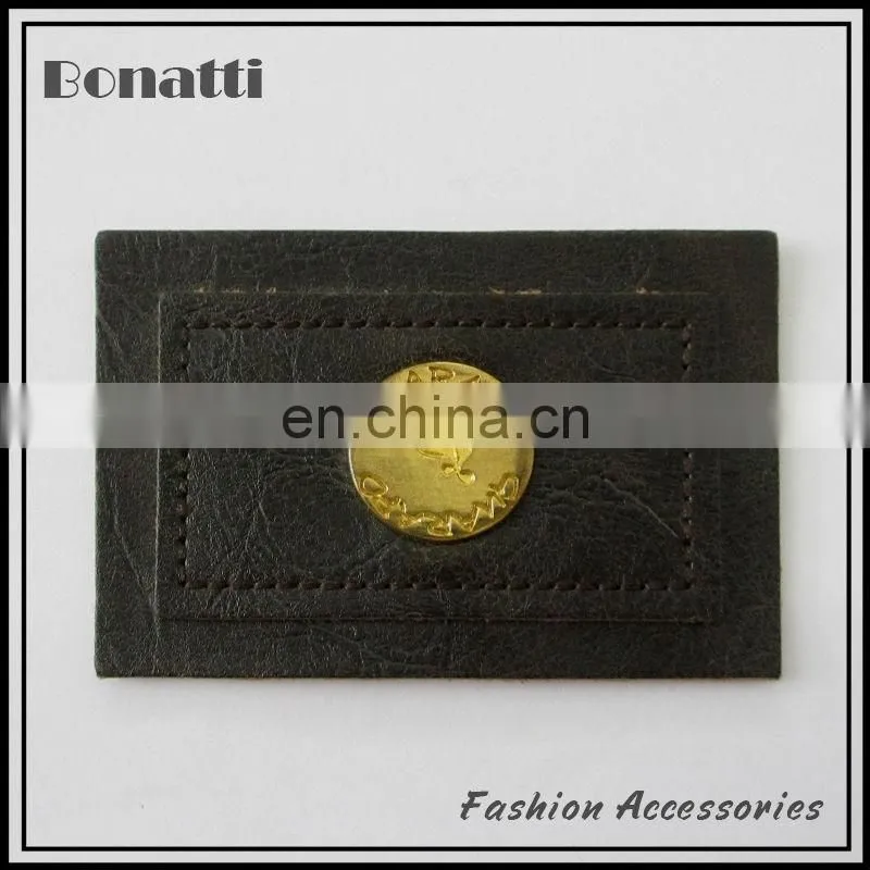 Rhinestone leather labels custom matel leather label for jeans