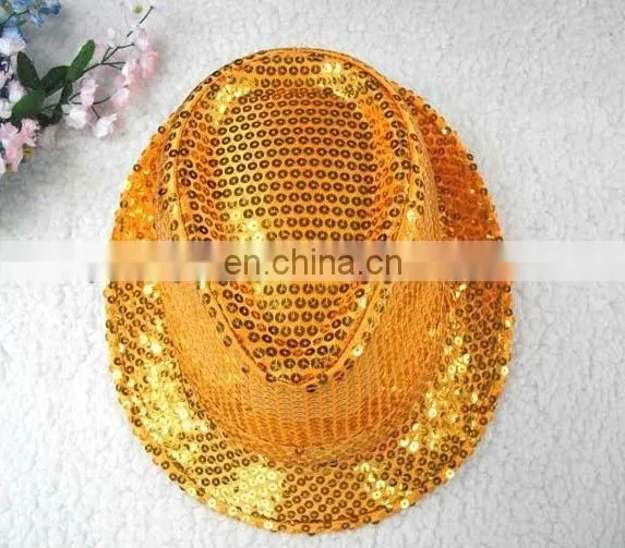 silver sequin fedora 10" hat