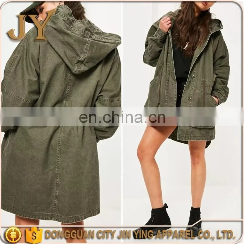 Better Quality 100% cotton amry green plan parka coat women parka jacket