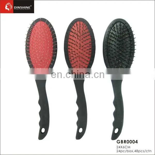 Blue color paddle brush, plastic round cushion hair brush