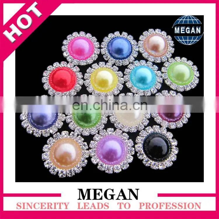 Magnetic wedding decoration ribbon button rhinestone pearl button for wedding invitations