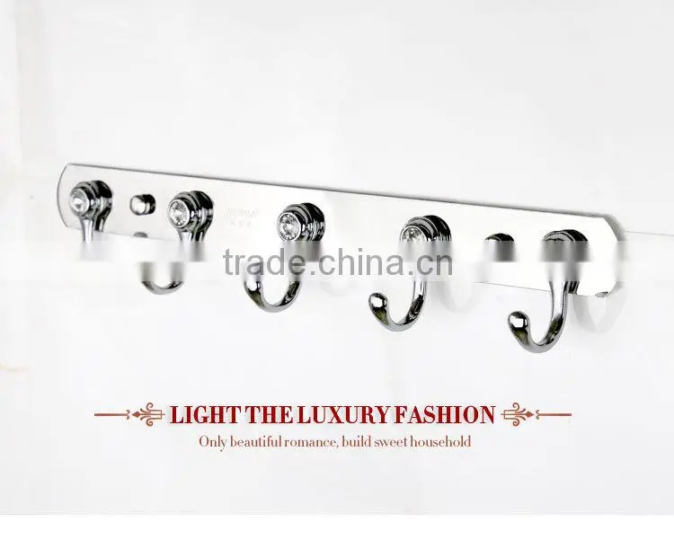 WESDA New product Decorative Stainless Steel Clothes Hook with blue diamond(315)