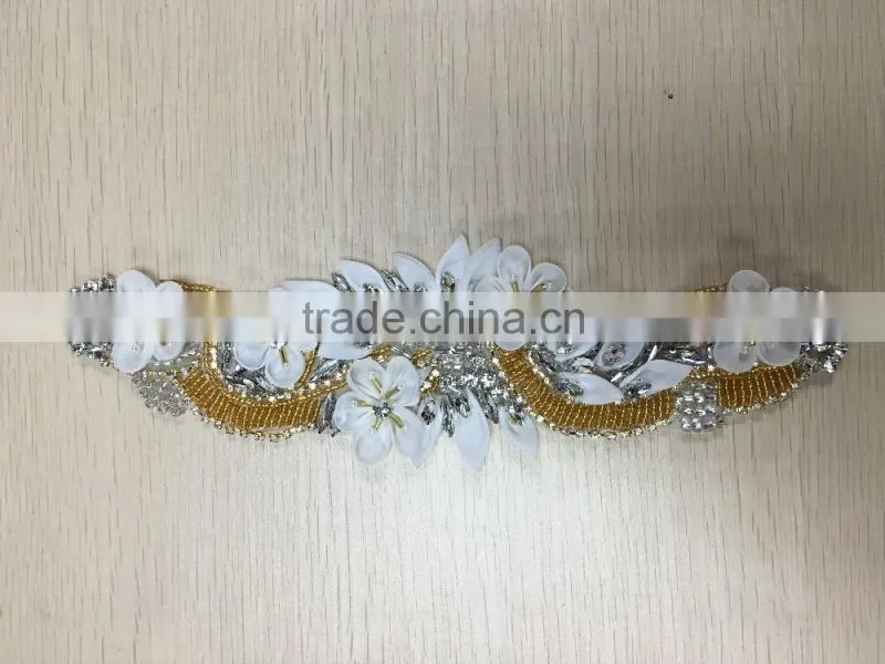 Wholesale Bridal Rhinestone Appliques with Organza Flower
