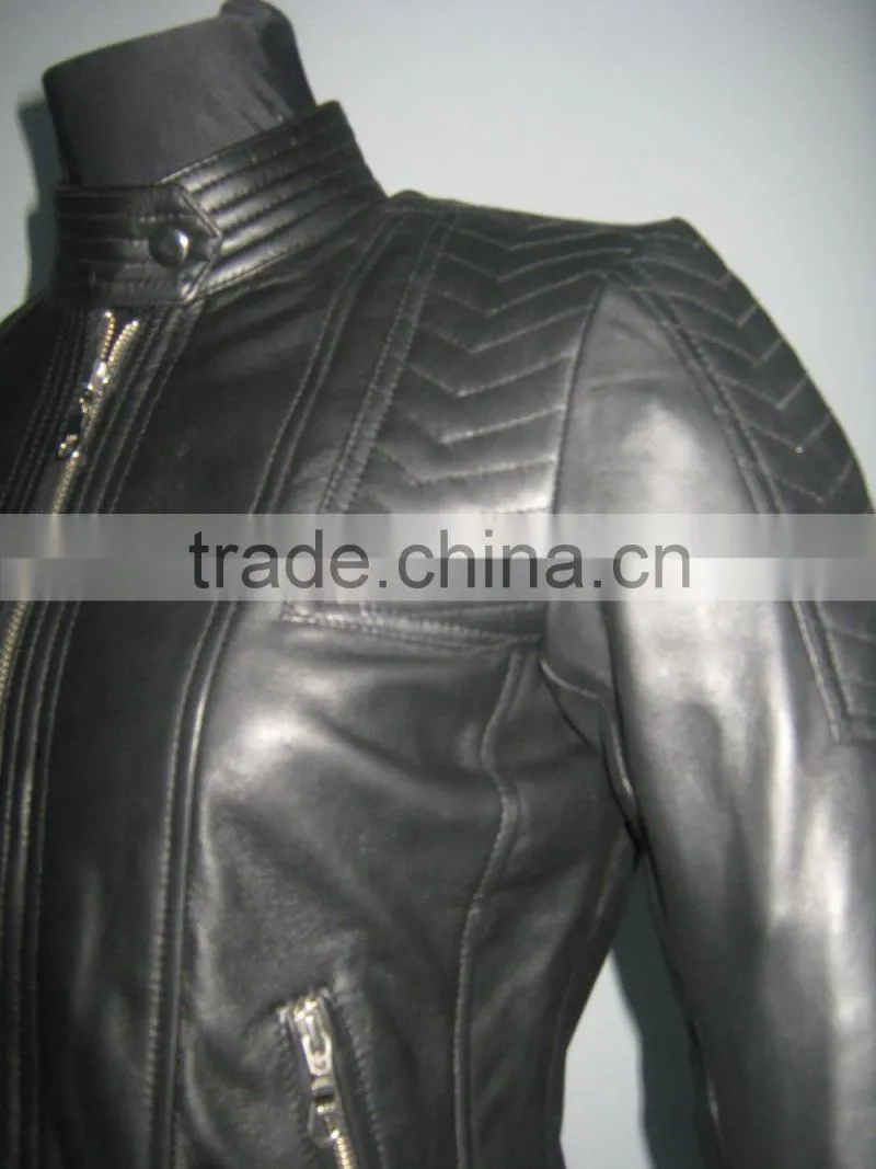 european fashion style leather jacket for women