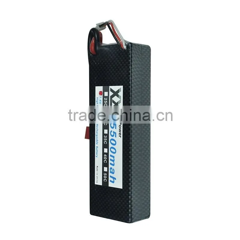 High powe hard case lipo battery 5500mah 7.4v with Universal Plug System