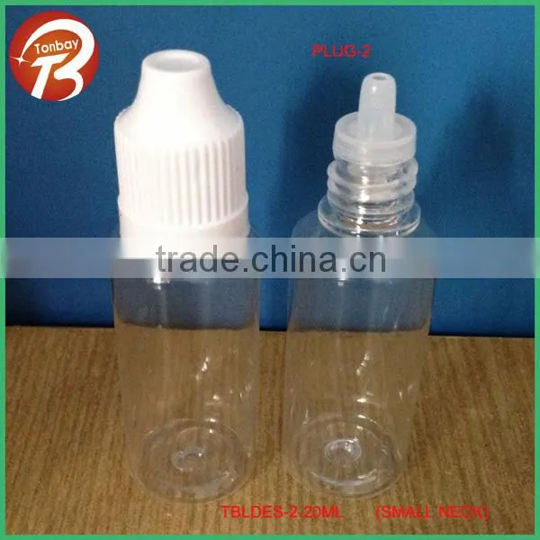 20ml Transparent PET E-cigarette liquid dropper bottle with stubby tip& childproof cap TBLDES-2-20ml(PLUG-2)