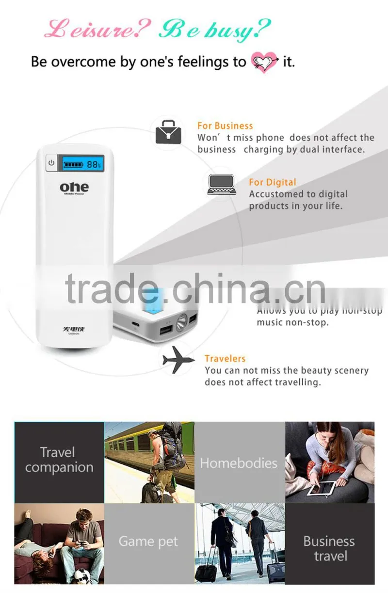 Universal 12000mah Backup External Battery Usb Power Bank Charger for Cell Phone 4s 5s