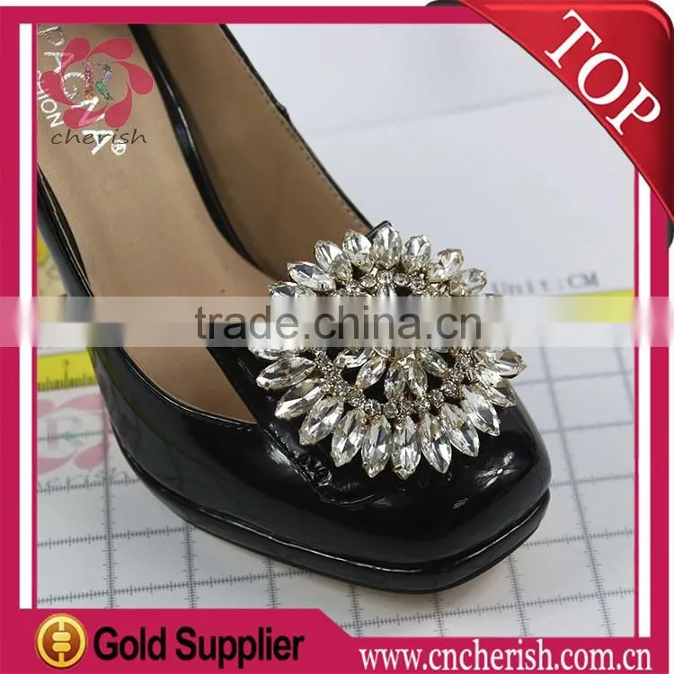 2016 fashion round shaped rhinestone shoes decoration for shoe shop
