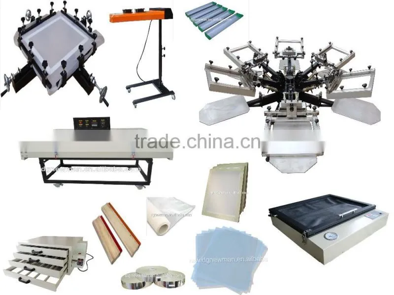 DIY new design full set heavy duty 6 heads color 6 Station screen Press with XY Micro Registration with all kits