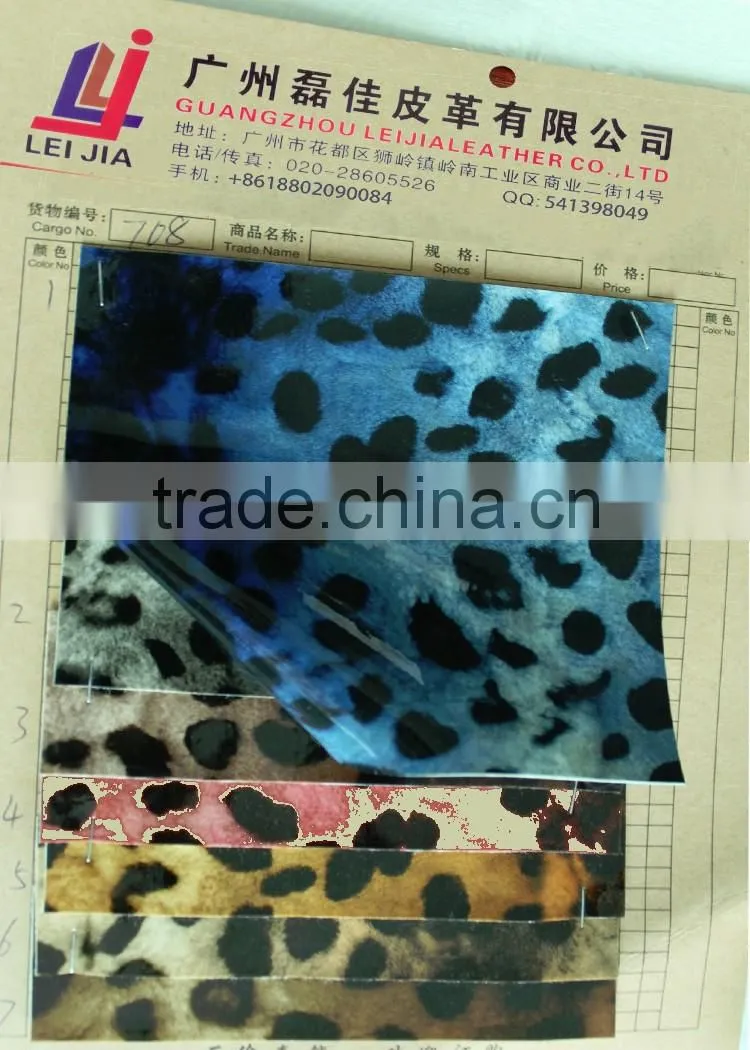 pearl shiny glossy pu leather with Leonpard pattern for lady handbags artificial pu leather