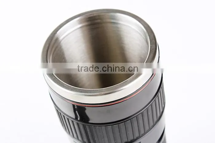 Small Black 2 Generation Stainless Steel Camera Lens Mug Cup for Canon 70-200MM