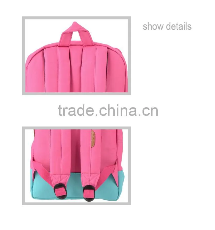 high quality backpack/pink canvas backpacks/custom school backpack for girls