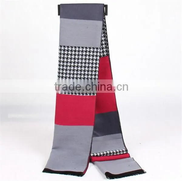 2015 new quality men fleece plaid long blanket scarf