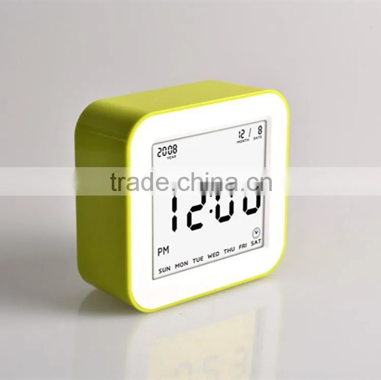 New Design Promotional Smart Digital Rotation Control Functions Auto ISO Night Light Bedside Electric Desk Calendar Clock