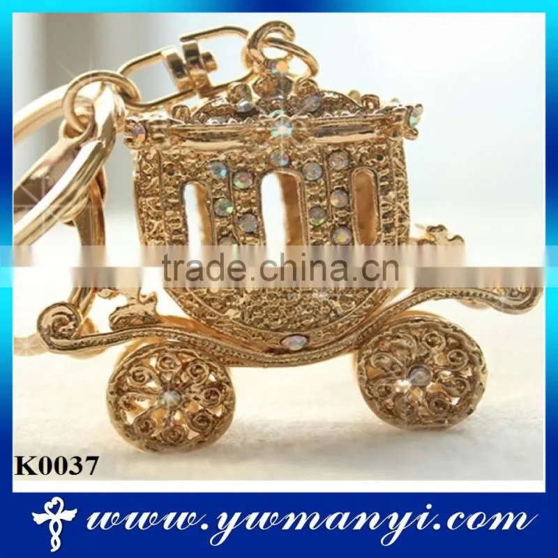 Christmas keychain gift rhinestone plated gold Pumpkin car keychain K0037