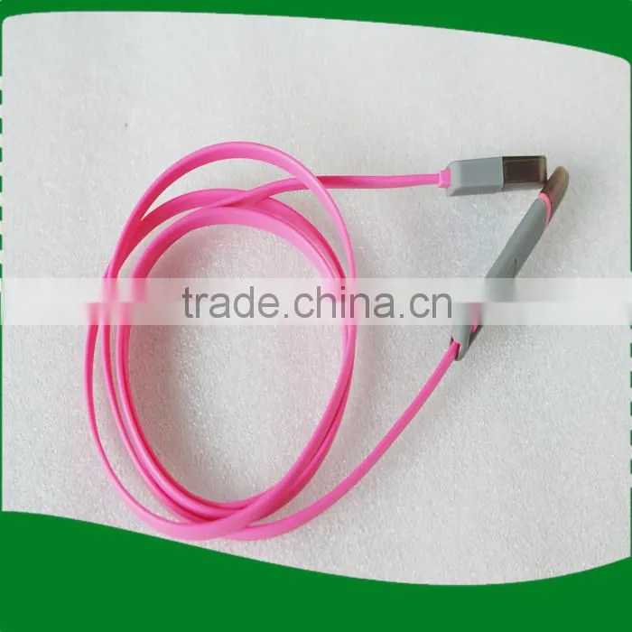 2 in 1 sync data micro usb cable for iphone5/6s,1M flat noodle line