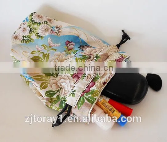 New Design Printed Small Cotton Fabric Drawstring Bag Jewelry Pouch