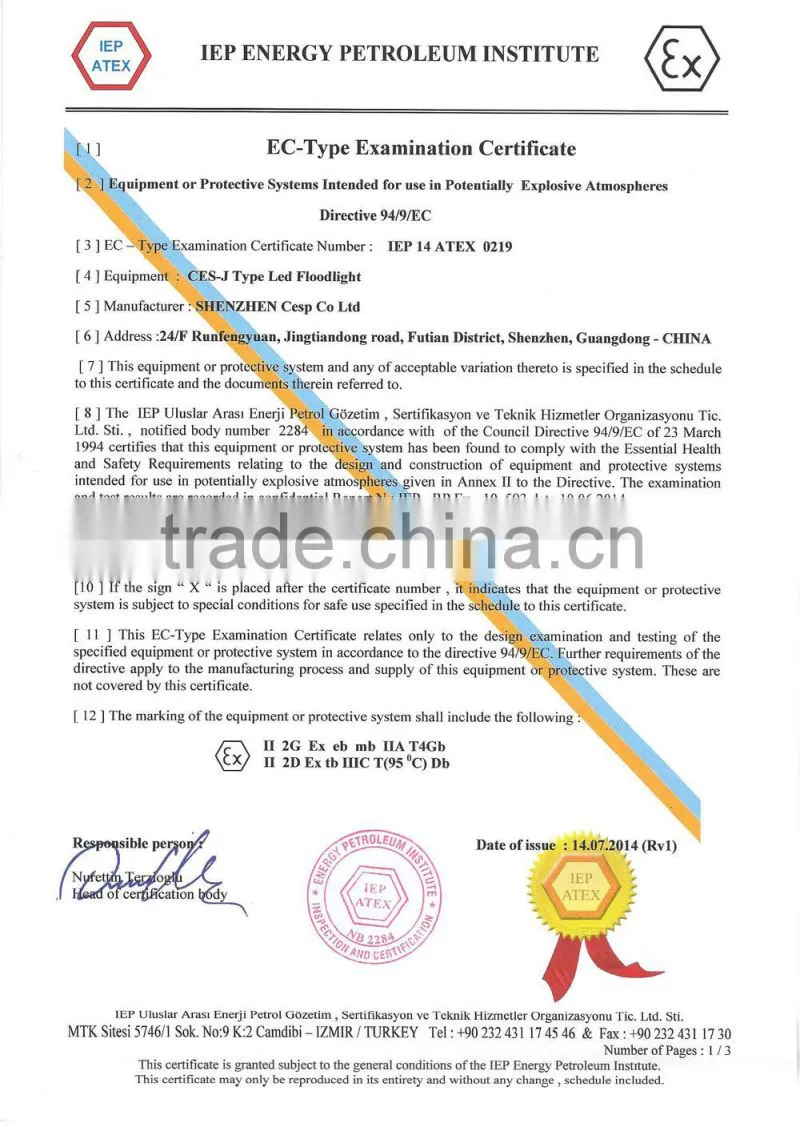 gas station LED Canopy Light with saa dlc ul ce atex rohs approved