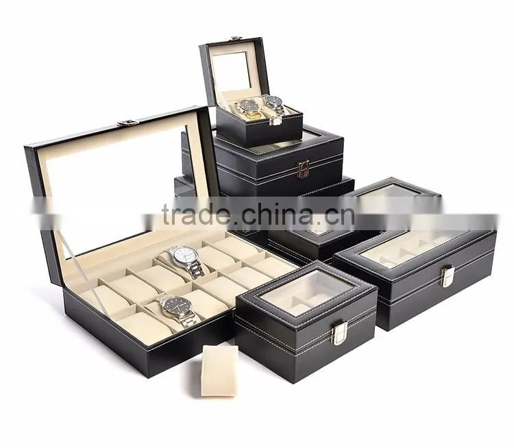Wholesale Custom Stunning Wlegant 10 Slots Black Wooden Watch Boxes For Men.