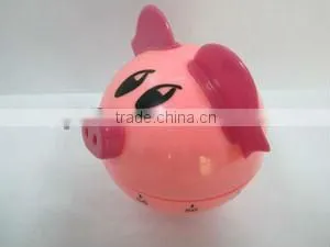 Plastic ABS Pig Shaped Mechanical Kitchen Timer