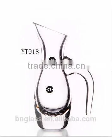 300ML Round clear glass wine decanter with handle