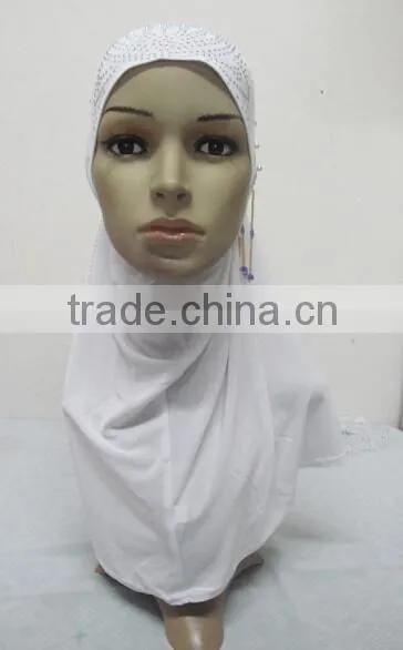 H284 new style one piece hijab with handmade chains and beadings