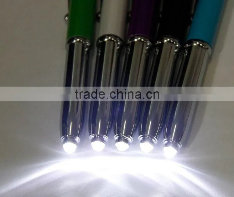 3 in 1 promotional pen body type led light ball flashlight stylus pen