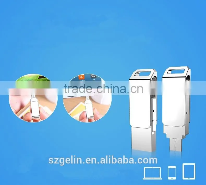 Mini metal material rotating double-head usb flash drive