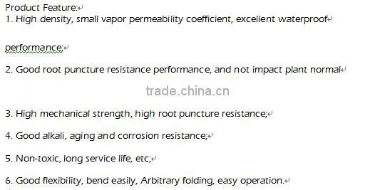 Root Puncture Resistance Waterproof Membrane / waterproofing