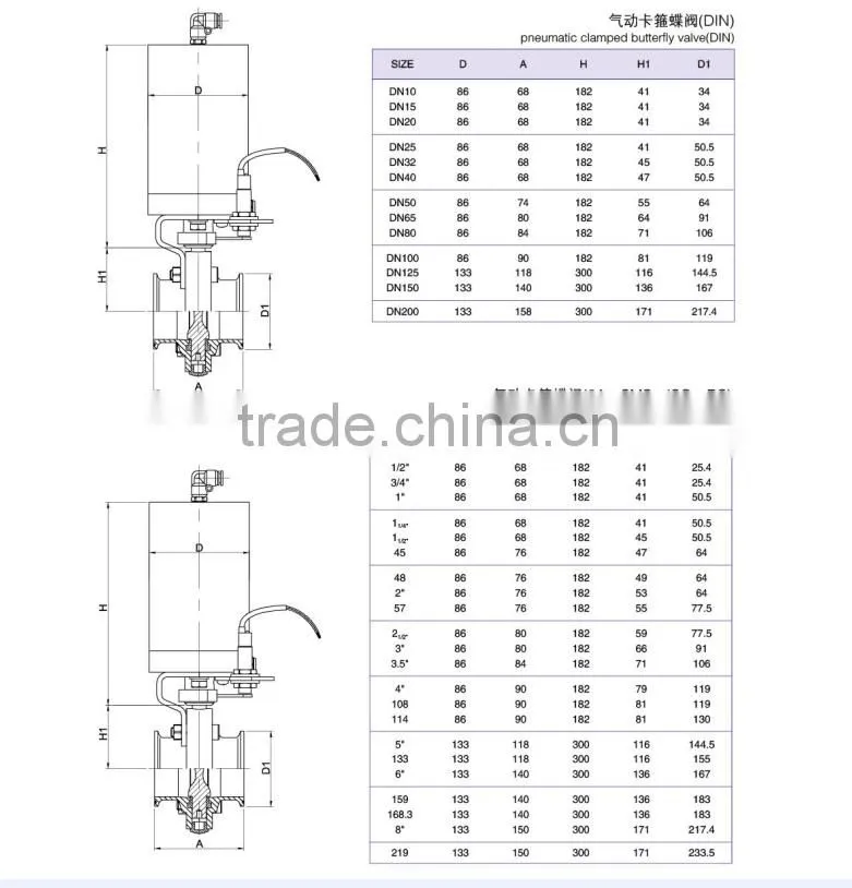 pneumatic sanitary butterfly valve stainless steel Butterfly valve