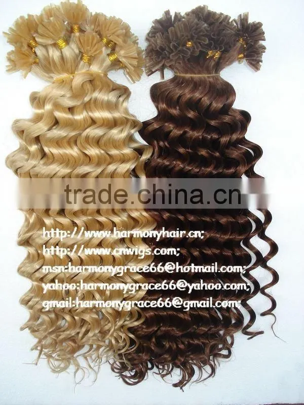 TOP remy HOT selling 1# cheap nail tips hair extension