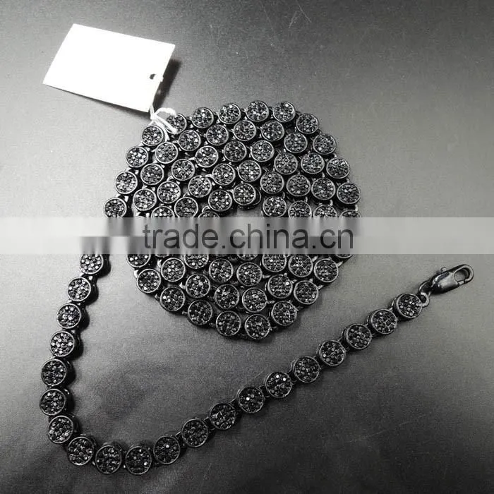 2016 fashion hip hop heavy black fake diamond strand necklace