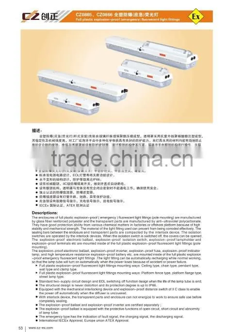 Hottest Full plastic Explosion-proof T5 fluorescent tube light fittings