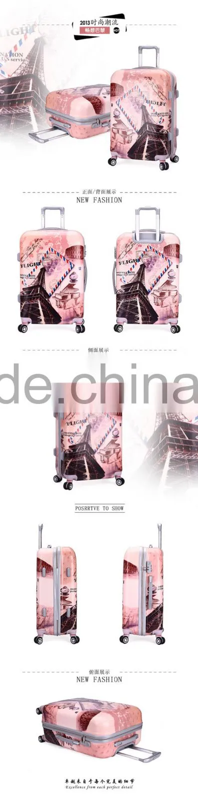2015 hot sell four wheels hard abs pc luggage